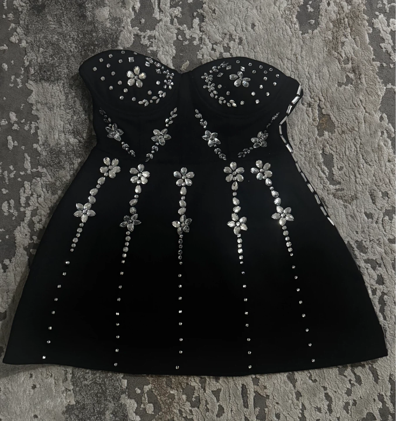 Black Strapless Embellished Mini Dress - photo 3