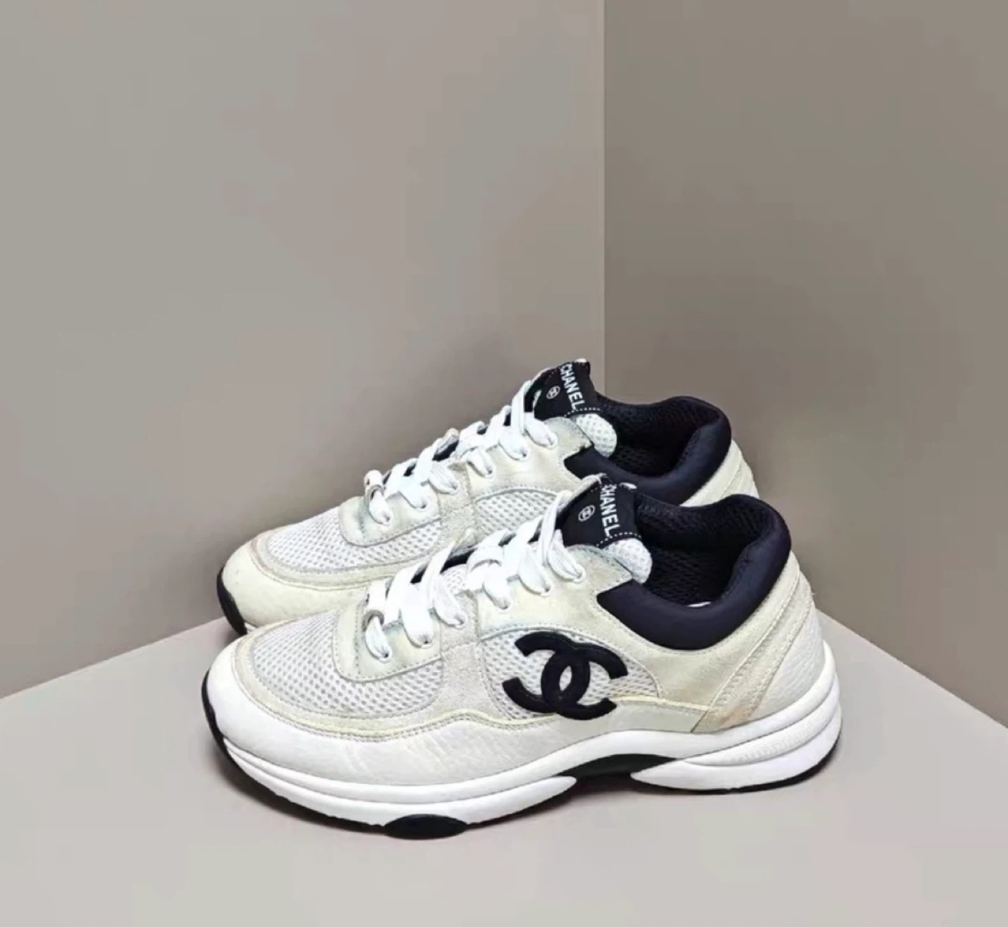 Chanel White & Black Sneakers