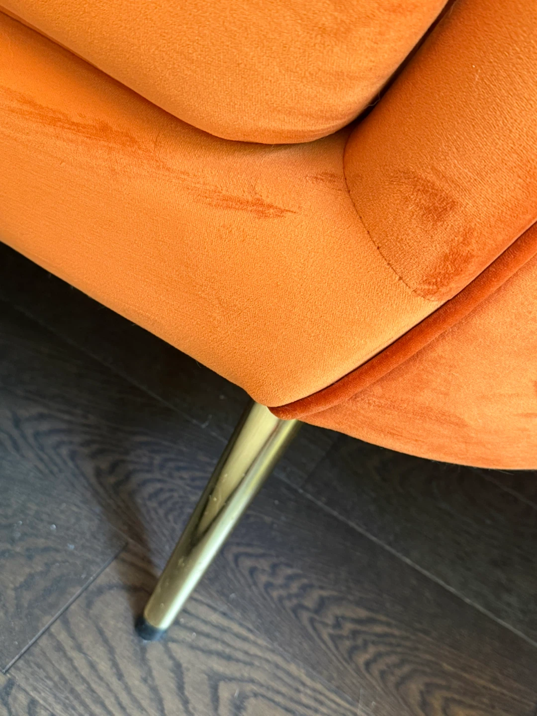 Modern Orange Velvet Sofa - photo 3