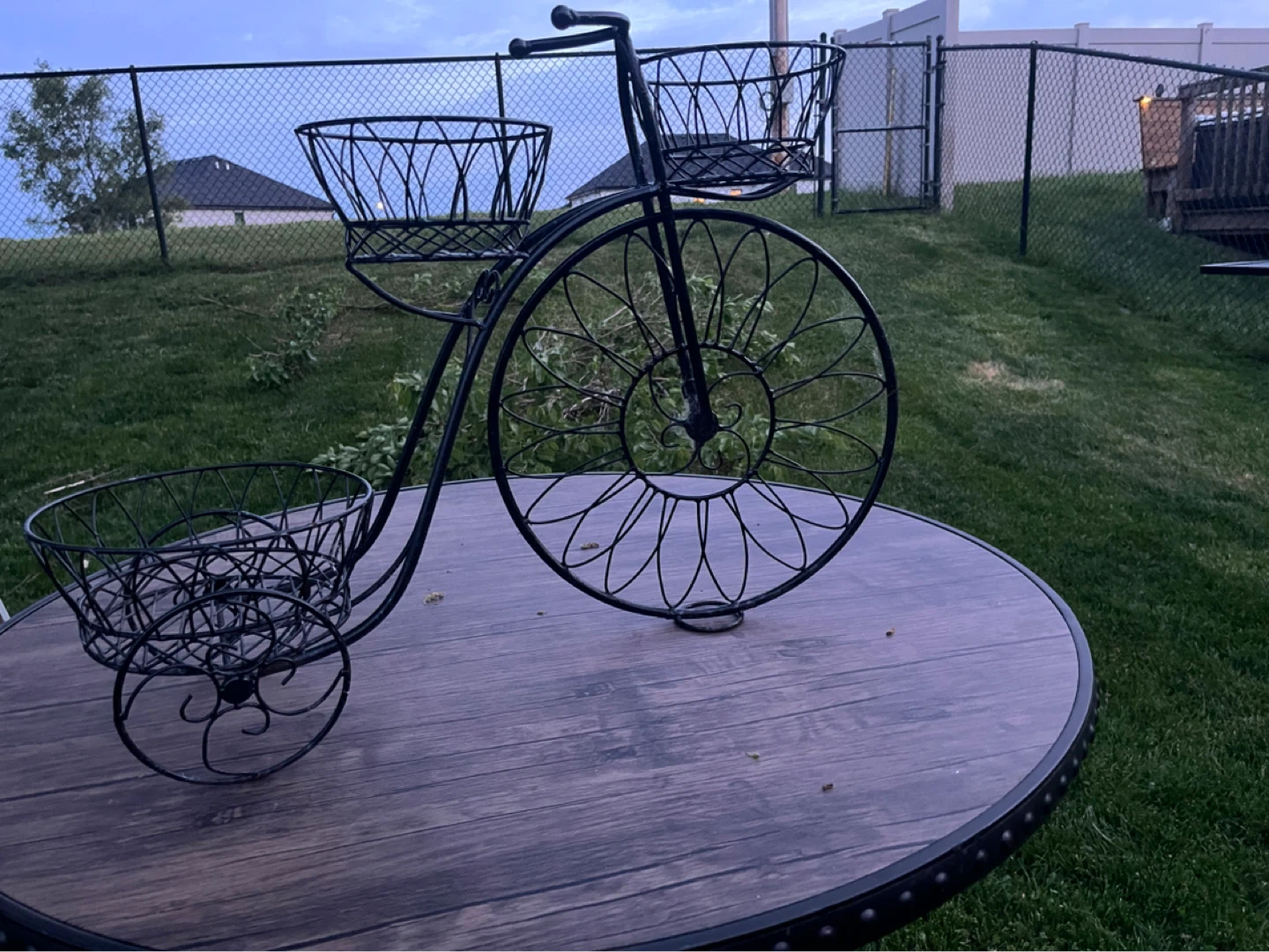Black Metal Tricycle Planter Basket
