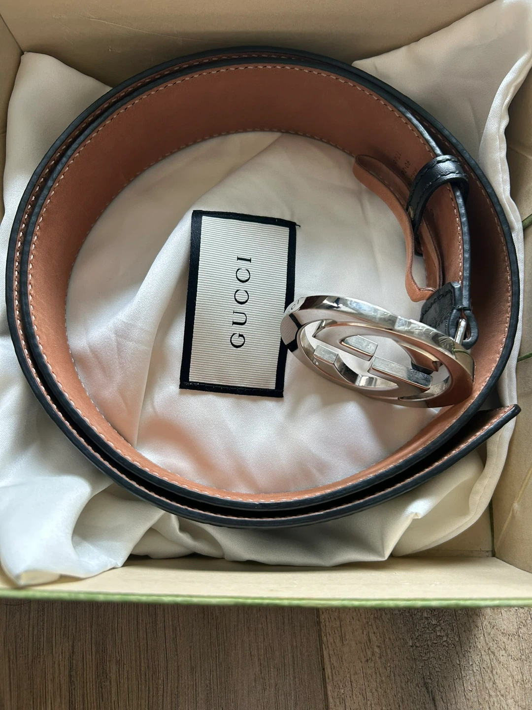 GUCCI Black Leather Belt with GG Buckle