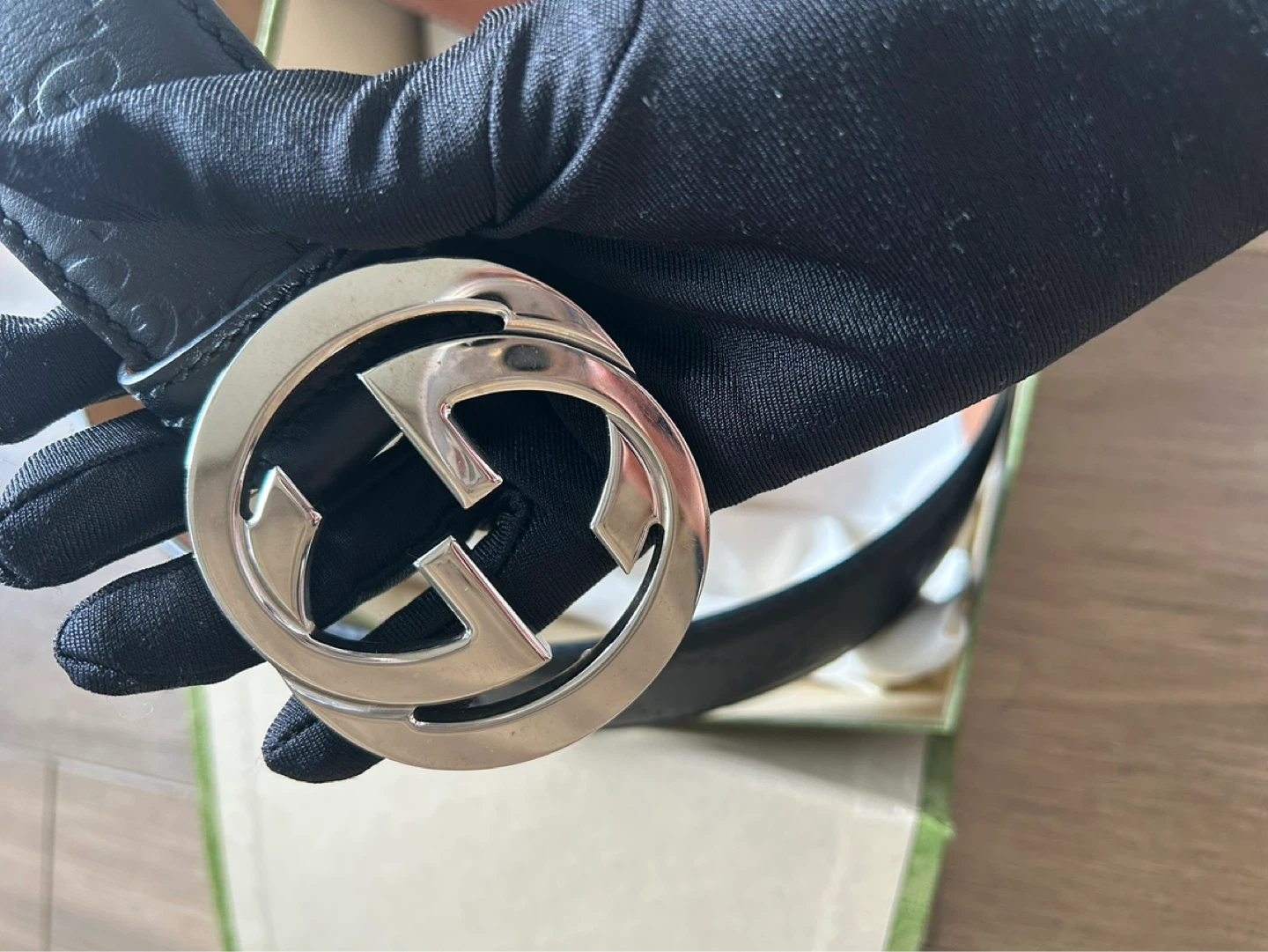 GUCCI Black Leather Belt with GG Buckle - photo 5