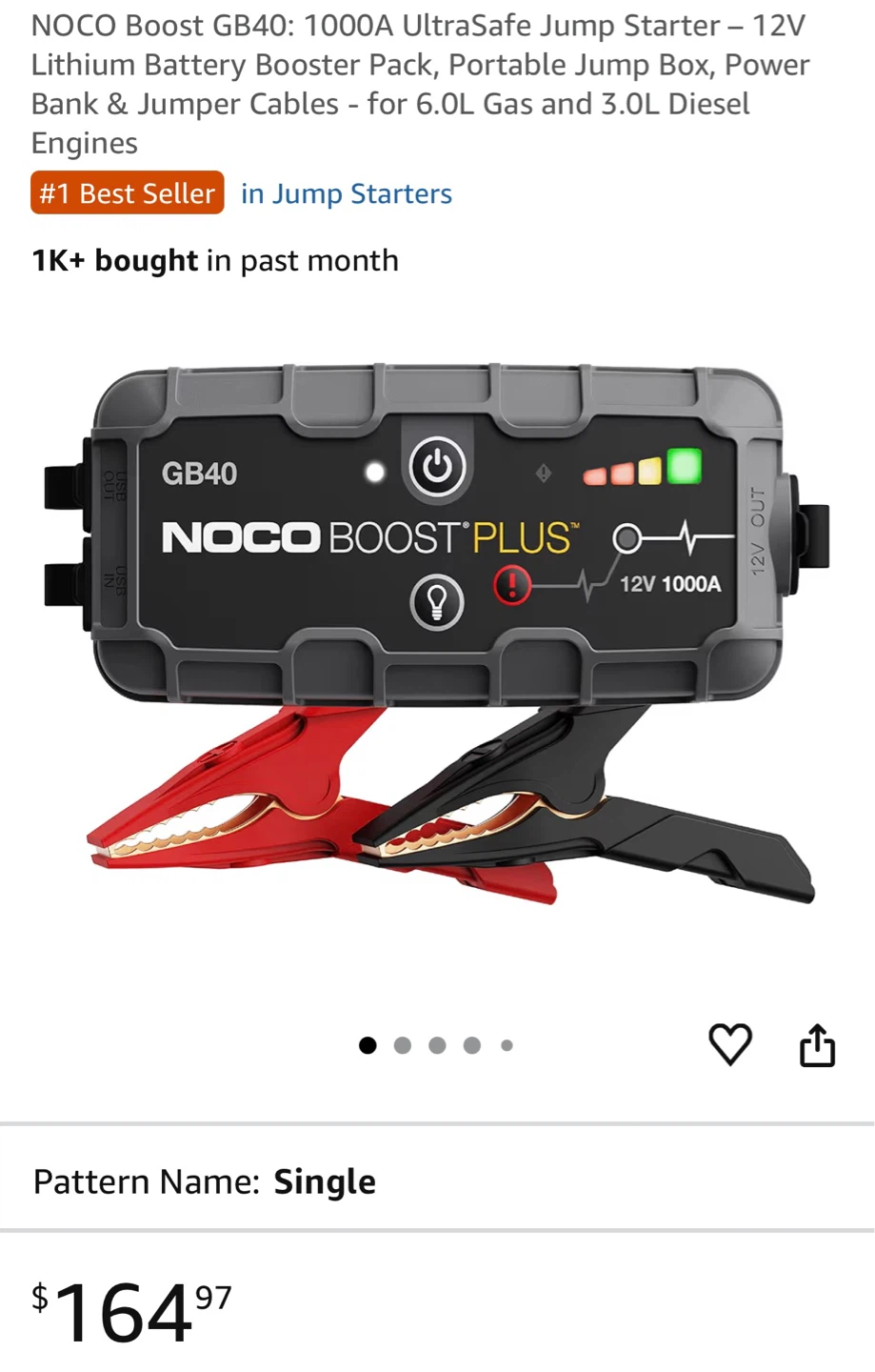 NOCO Boost Plus GB40 12V 1000A Jump Starter (no cable)