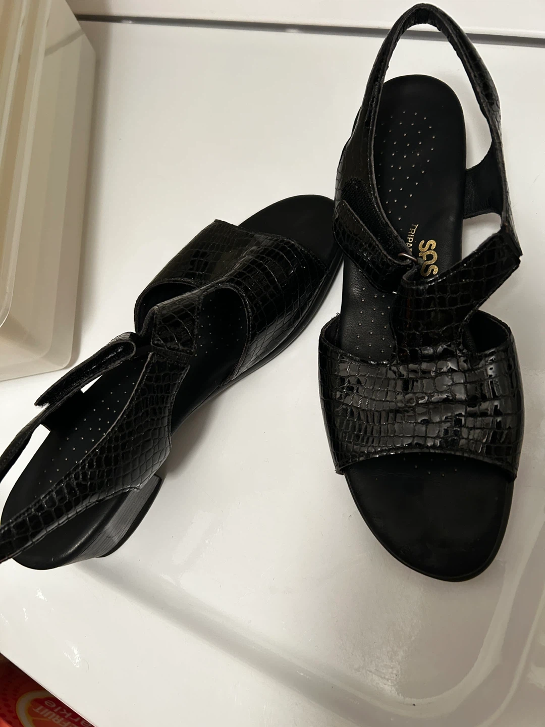 SAS Black Leather Sandals