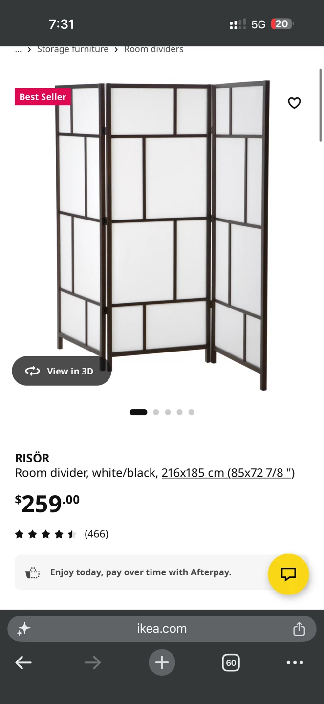 IKEA RISÖR Room Divider White/Black - photo 4