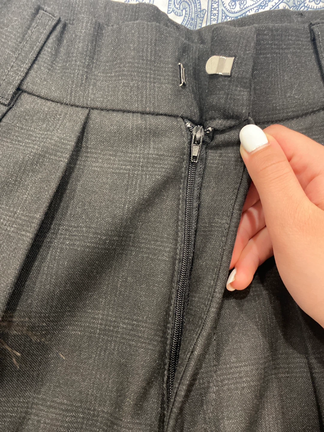Zara Grey Plaid Wide Leg Pants Size S - photo 3