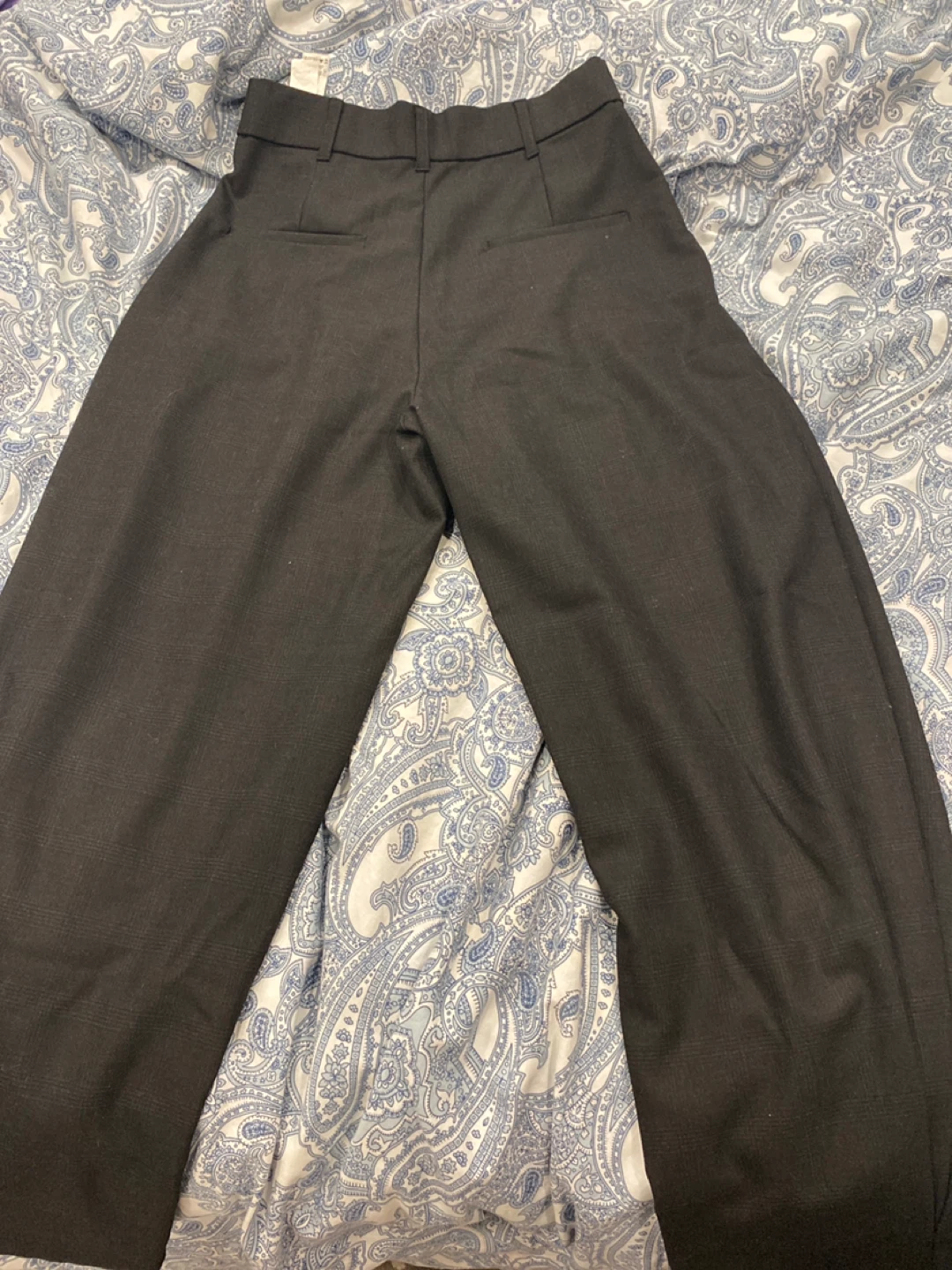Zara Grey Plaid Wide Leg Pants Size S - photo 2