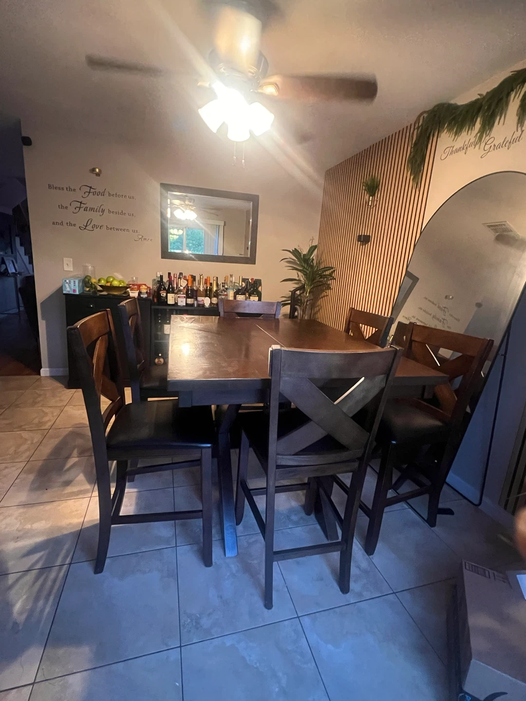Dark Wood Dining Table Set with 6 Chairs - photo 4