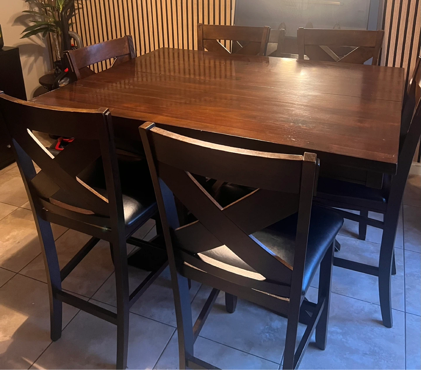 Dark Wood Dining Table Set with 6 Chairs - photo 2