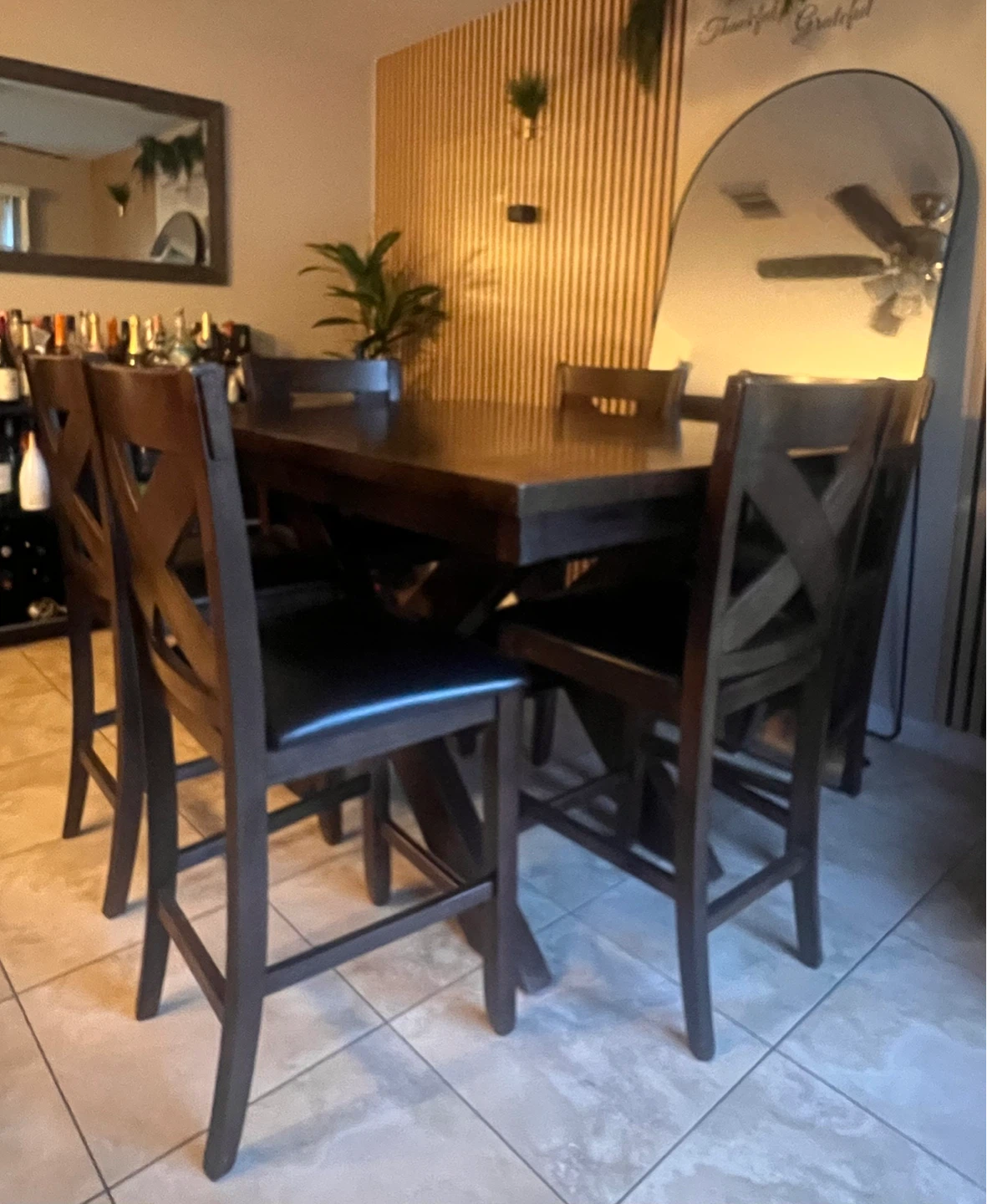 Dark Wood Dining Table Set with 6 Chairs - photo 3
