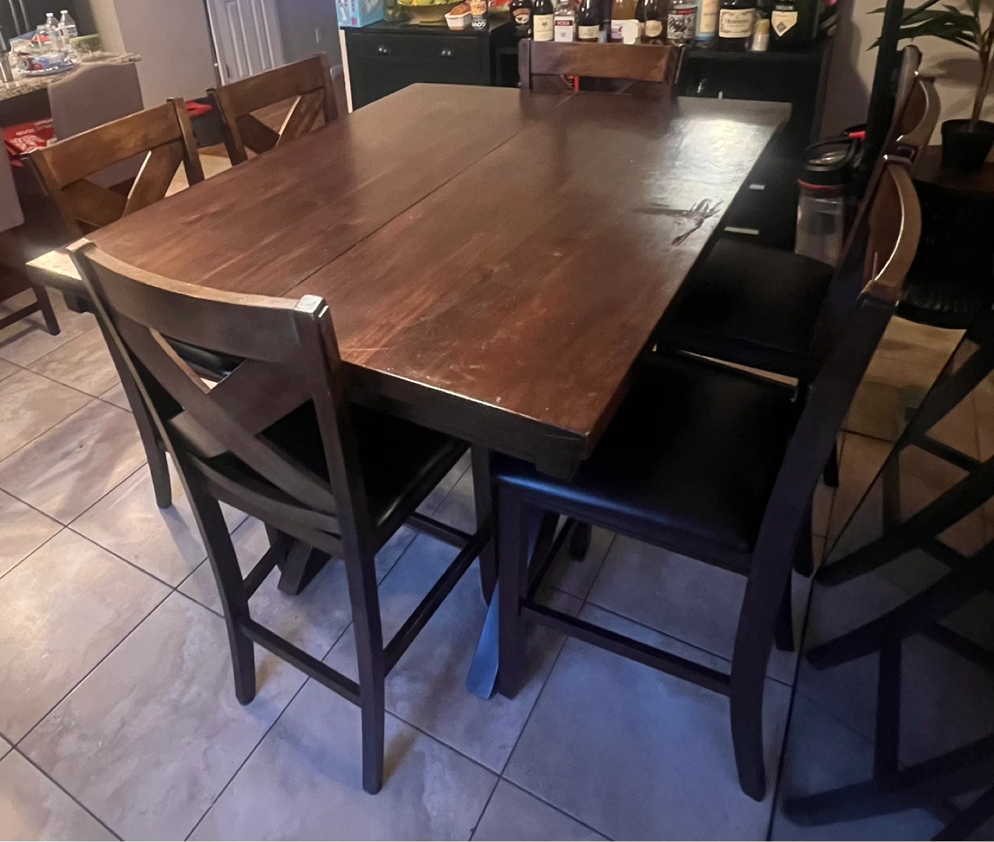 Dark Wood Dining Table Set with 6 Chairs - photo 5