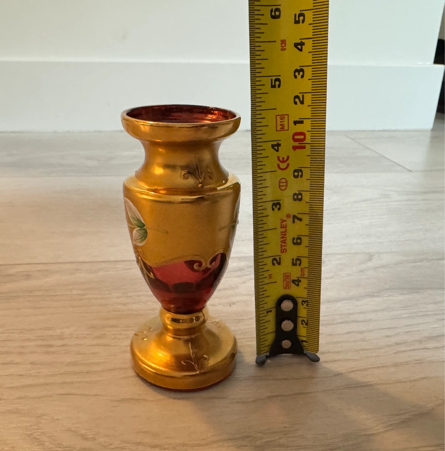 Vintage Murano Venice Ruby Hand-Painted Miniature Vase - photo 5