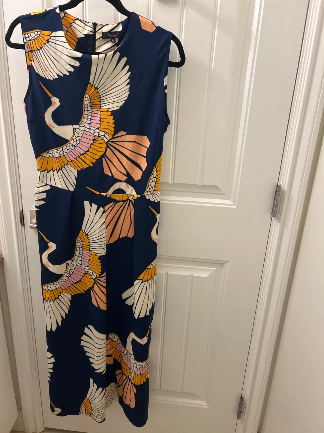 Vielma Navy Crane Print Jumpsuit - photo 3