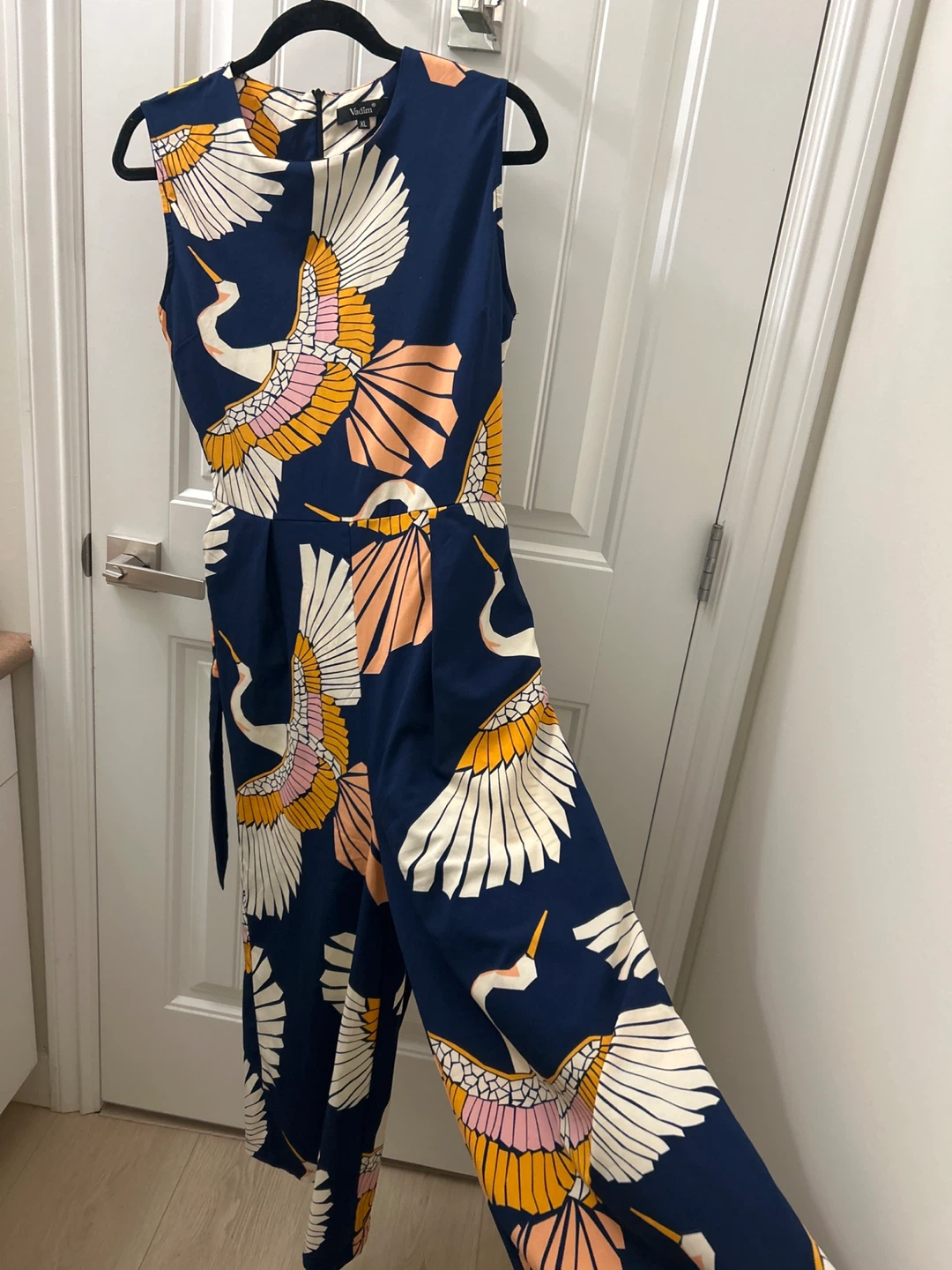 Vielma Navy Crane Print Jumpsuit - photo 2