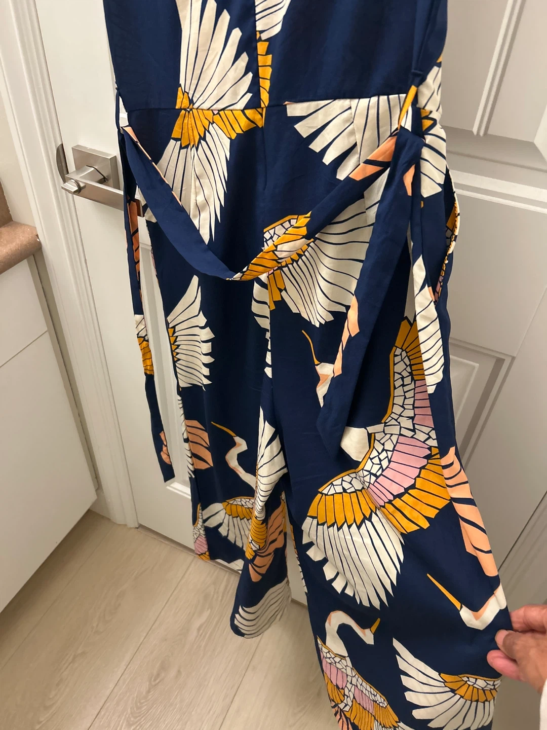 Vielma Navy Crane Print Jumpsuit - photo 4