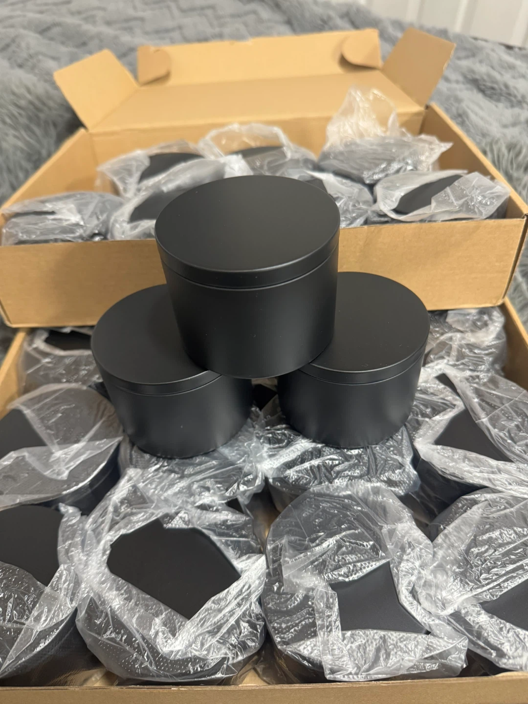 Black Metal Candle Tins with Lids - photo 2