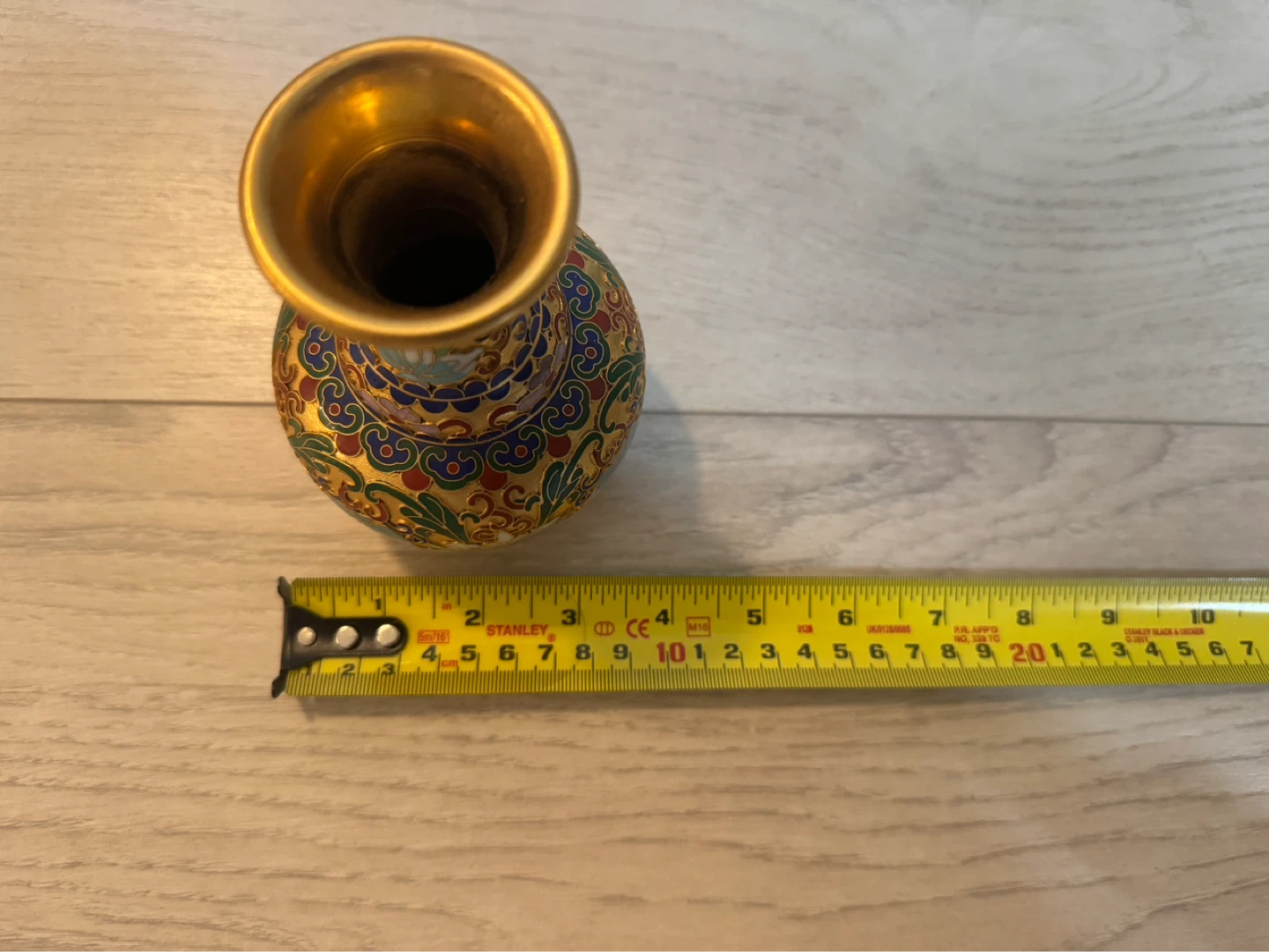 Vintage Cloisonné Enameled Gold-Ground Miniature Floral Vase - photo 4