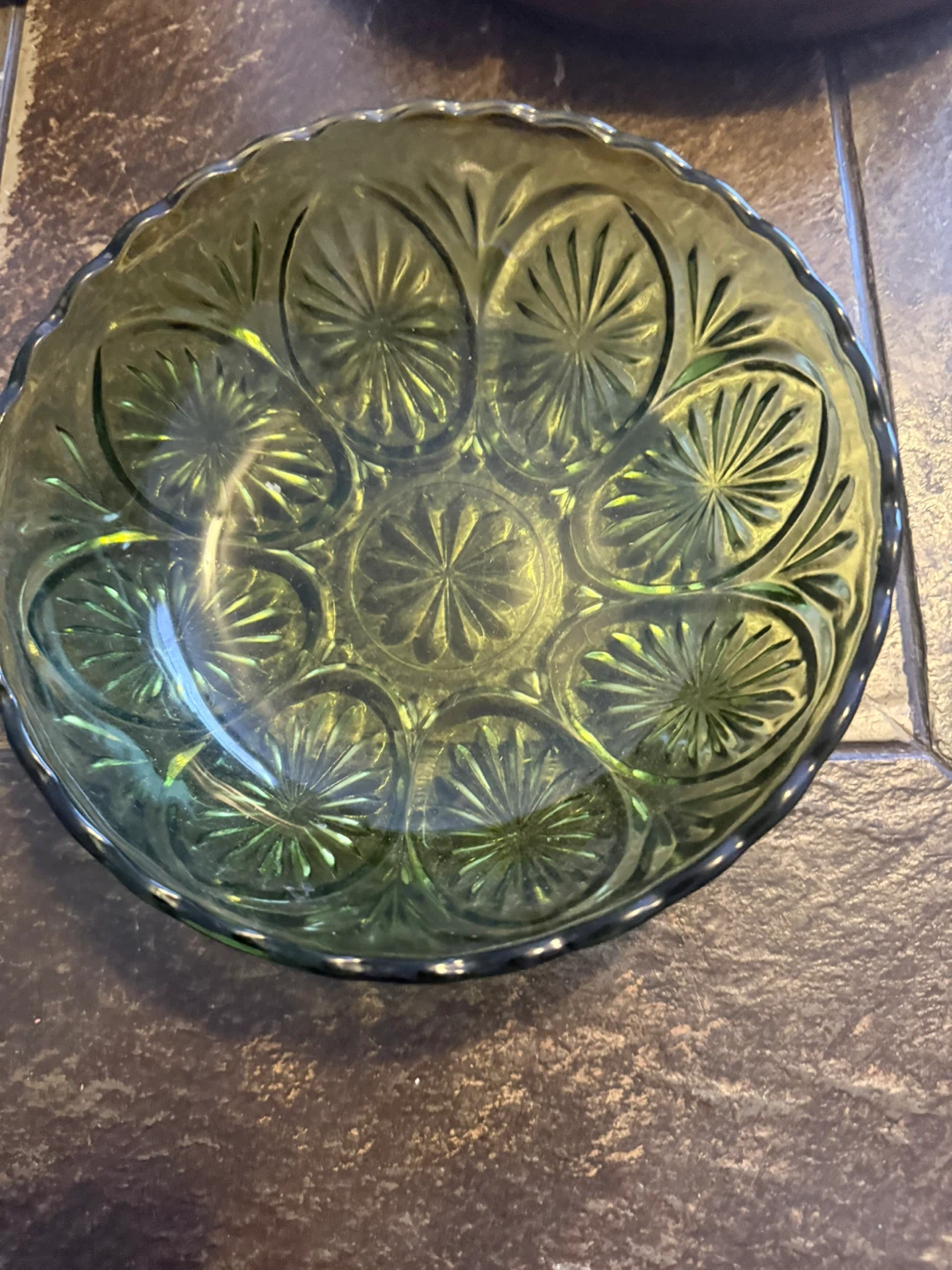 VTG Anchor Hocking Serving Bowl Green Glass - photo 3