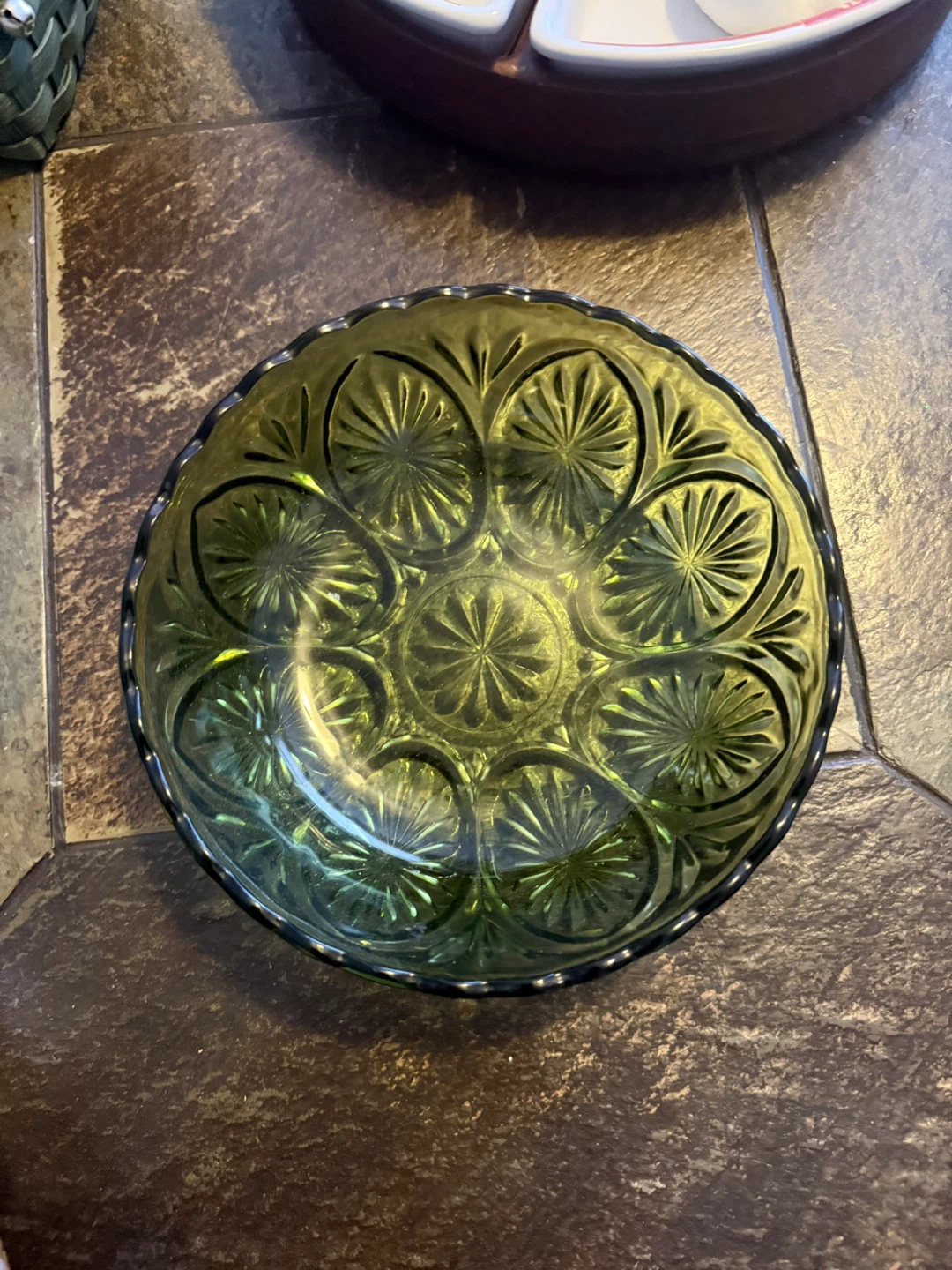 VTG Anchor Hocking Serving Bowl Green Glass