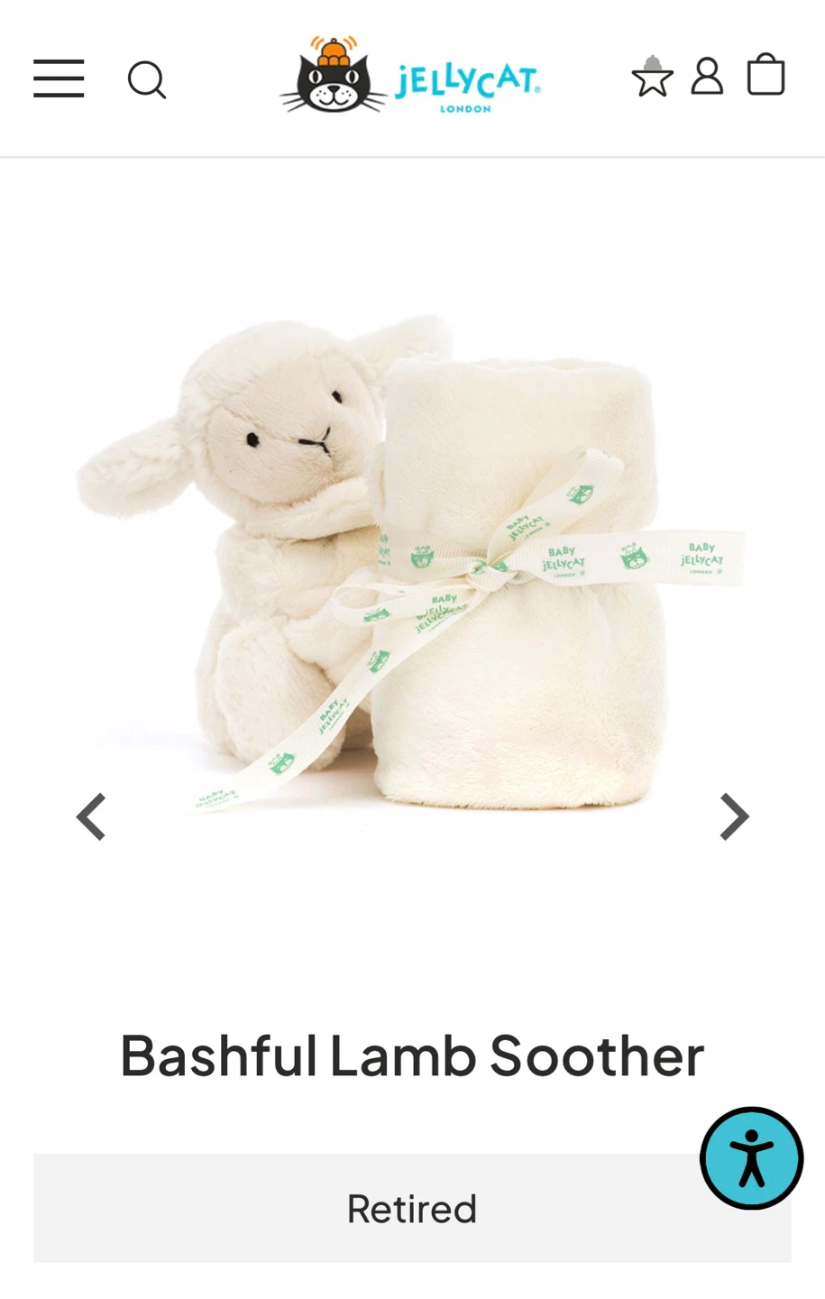 Jellycat Bashful Lamb Soother