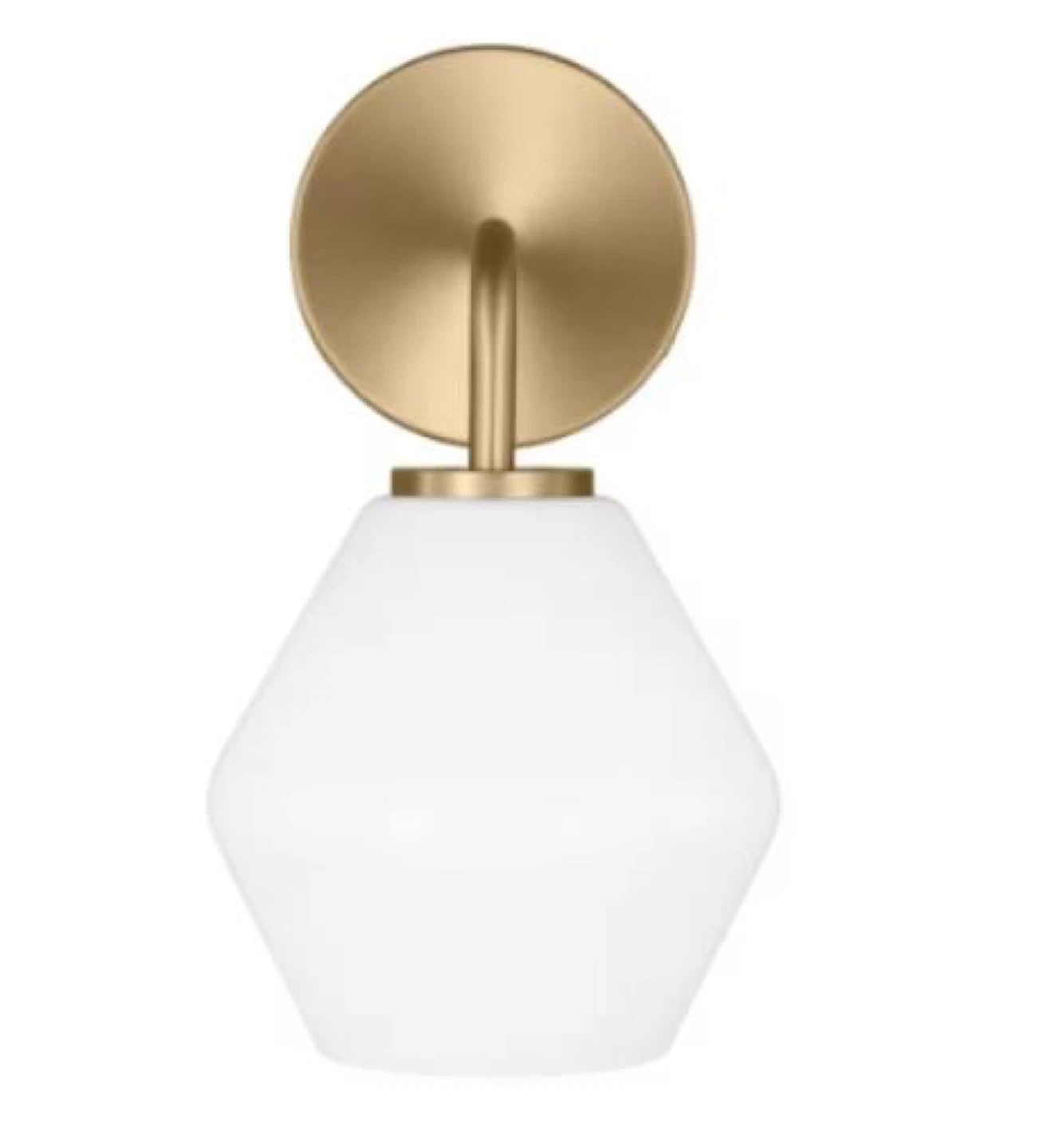 6" 1 Light Satin Brass Bathroom Light. Milk glass