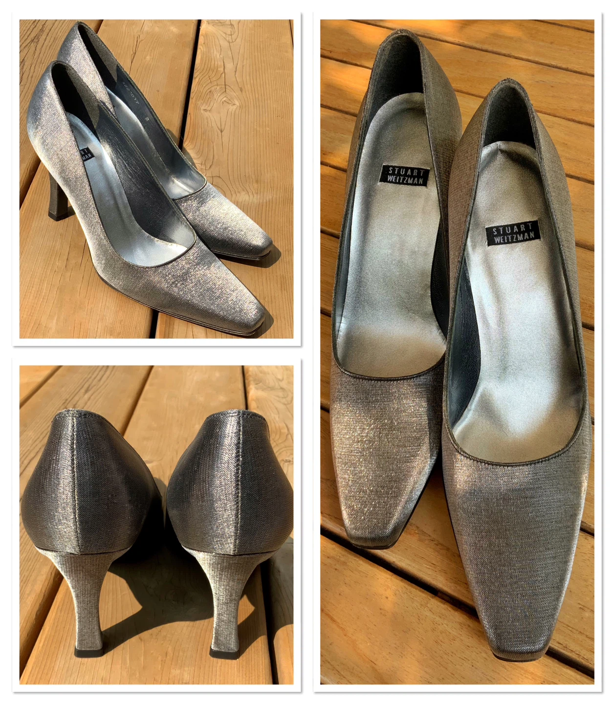 BRAND NEW STUART WEITZMAN silver/grey silk classic heels - photo 2