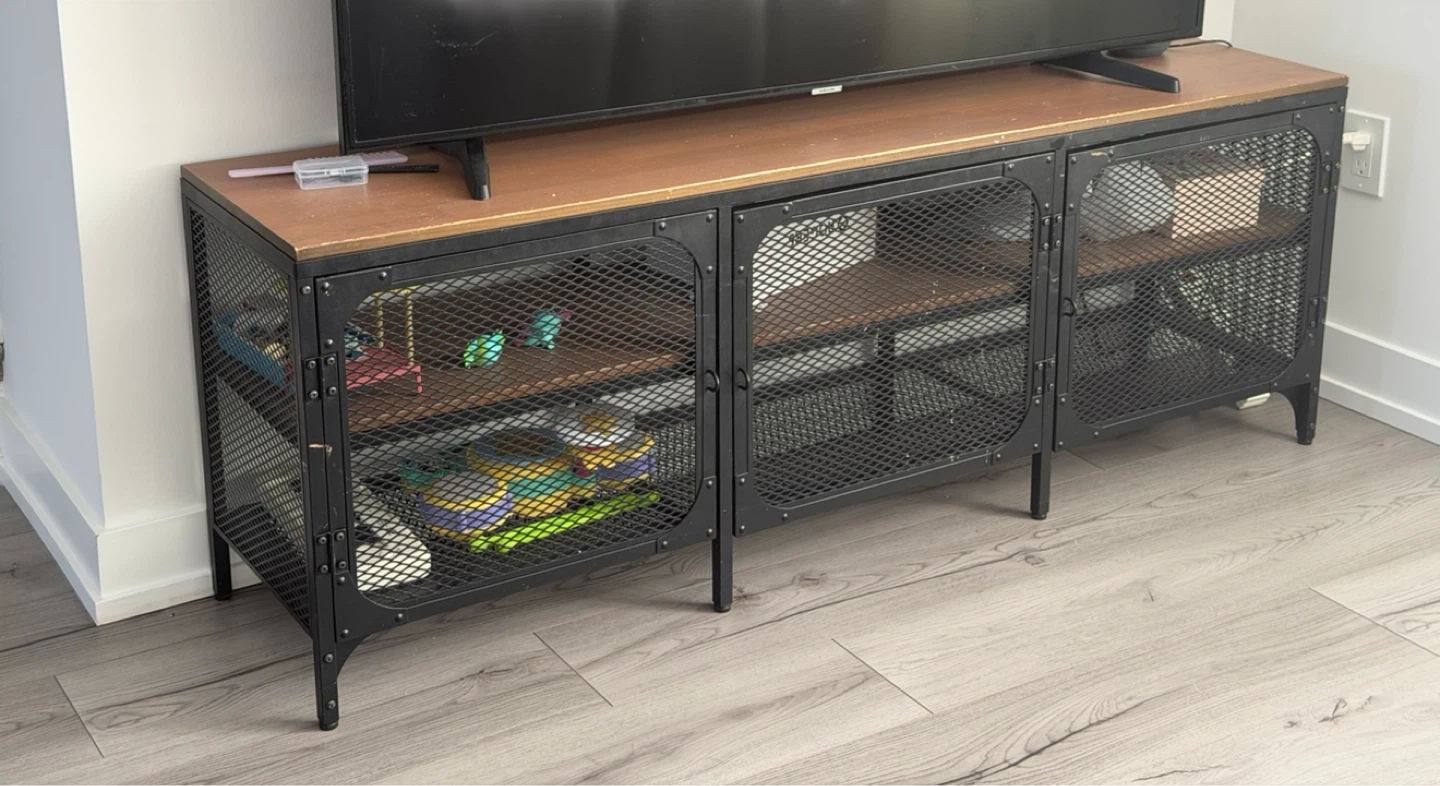 IKEA Industrial Style TV Stand with Wood Top