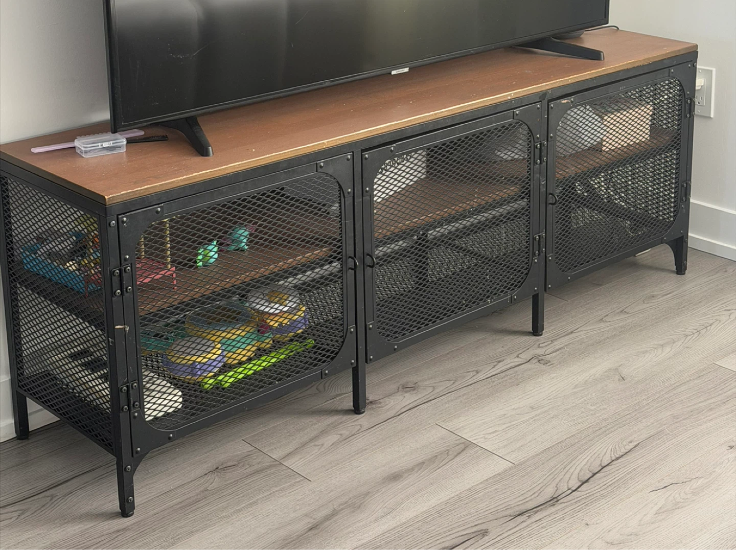 IKEA Industrial Style TV Stand with Wood Top - photo 2