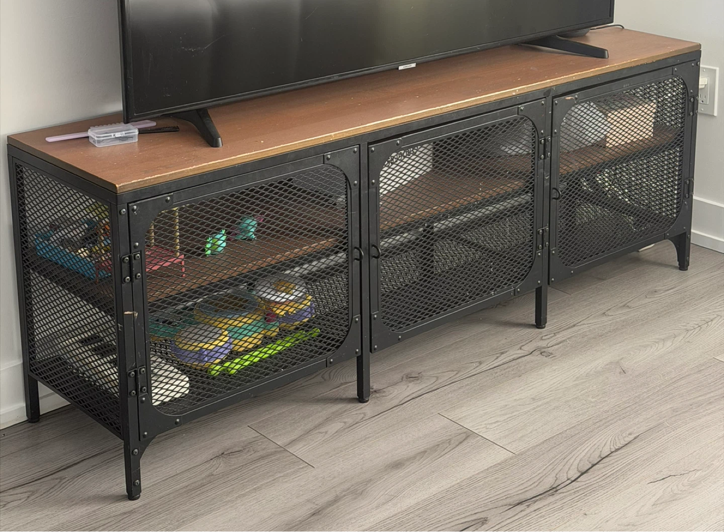 IKEA Industrial Style TV Stand with Wood Top - photo 3