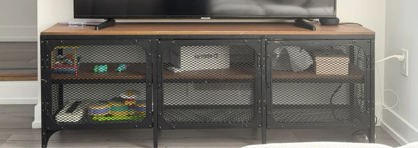 IKEA Industrial Style TV Stand with Wood Top - photo 4