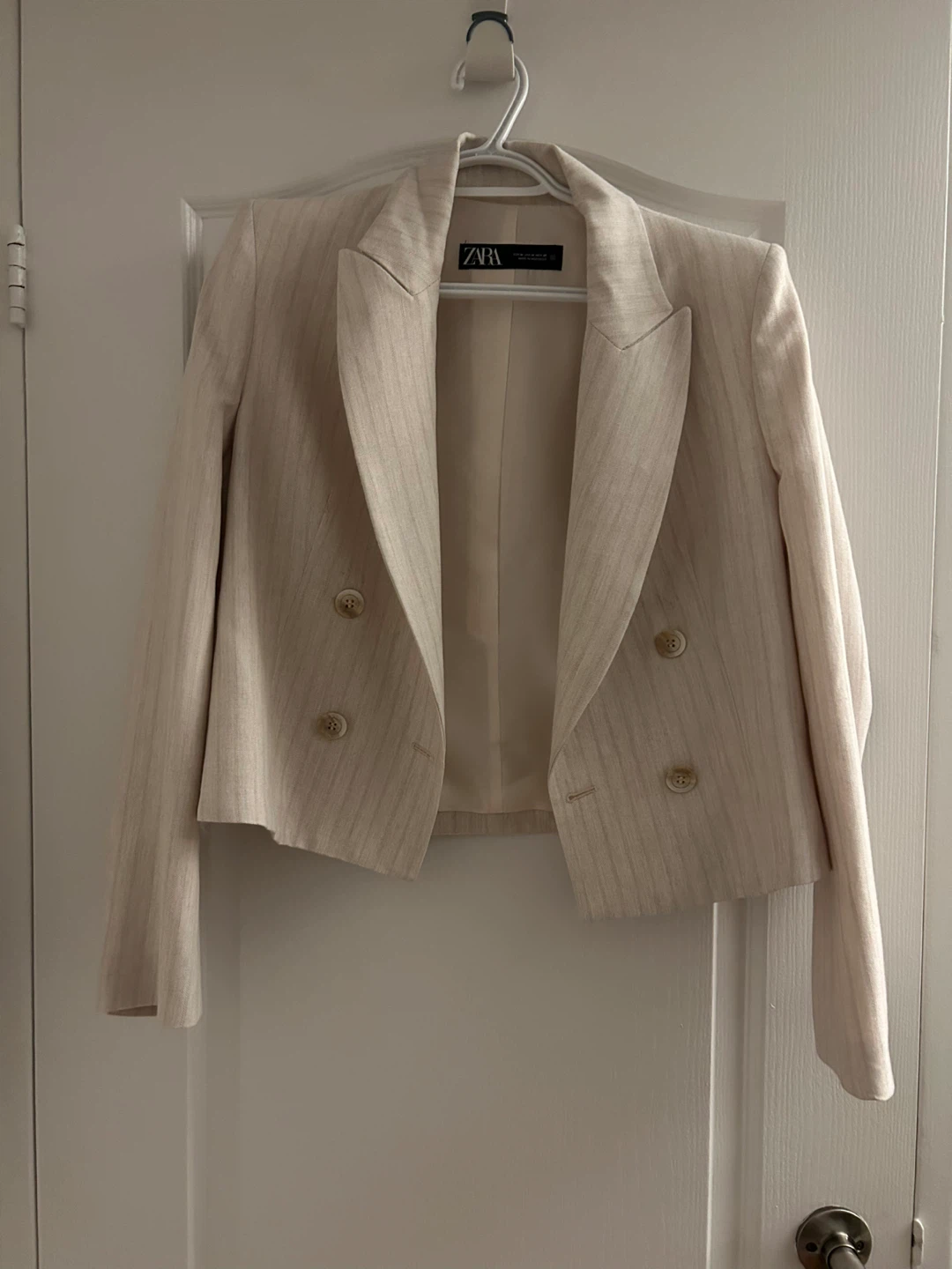 ZARA Beige Striped Blazer