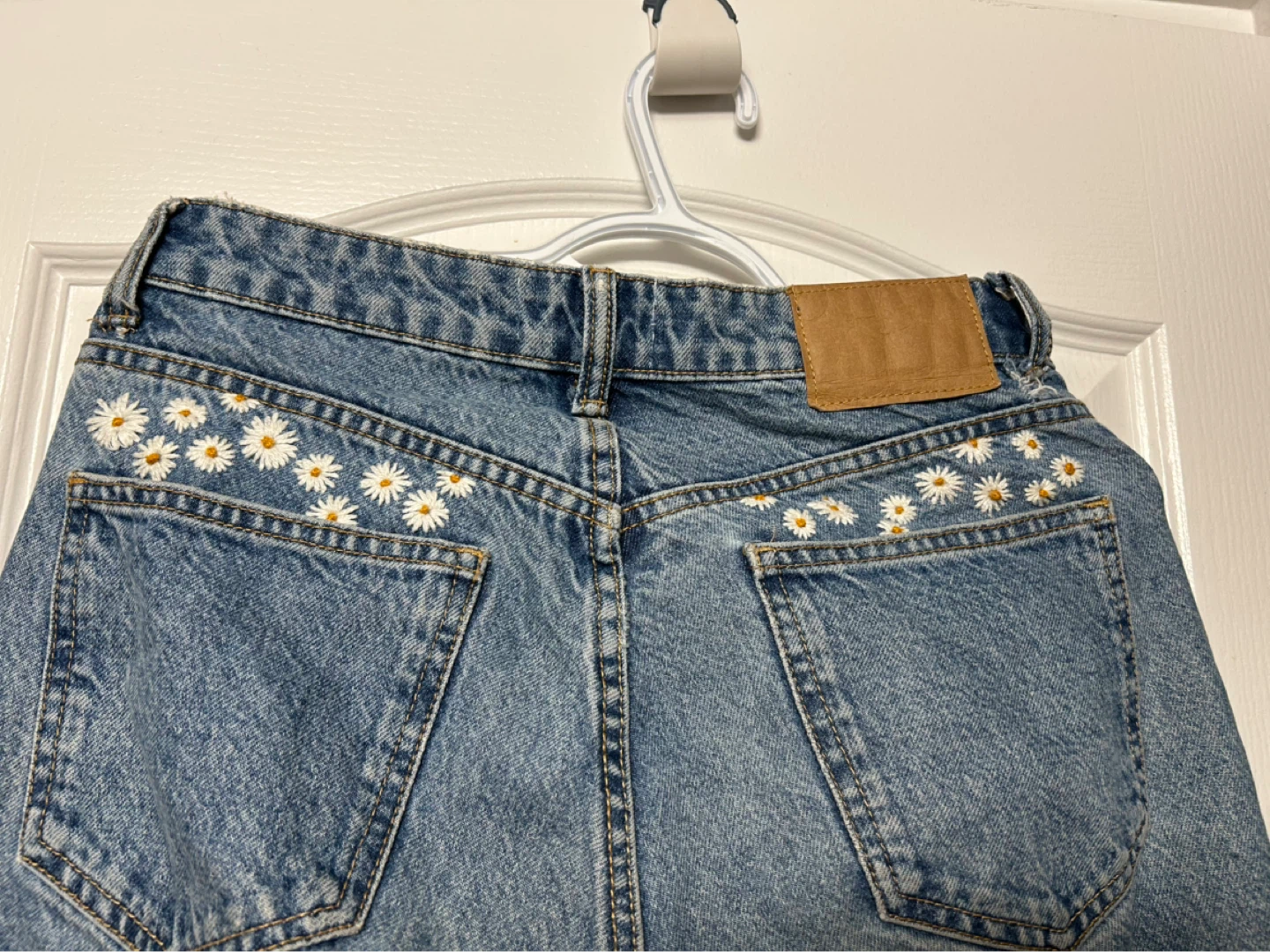 ZARA Denim Jeans with Daisy Embroidery