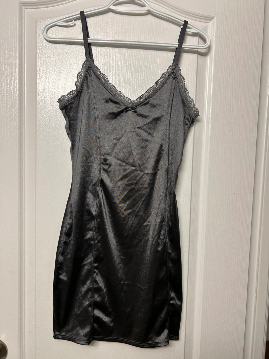 Grey Satin Slip Dress