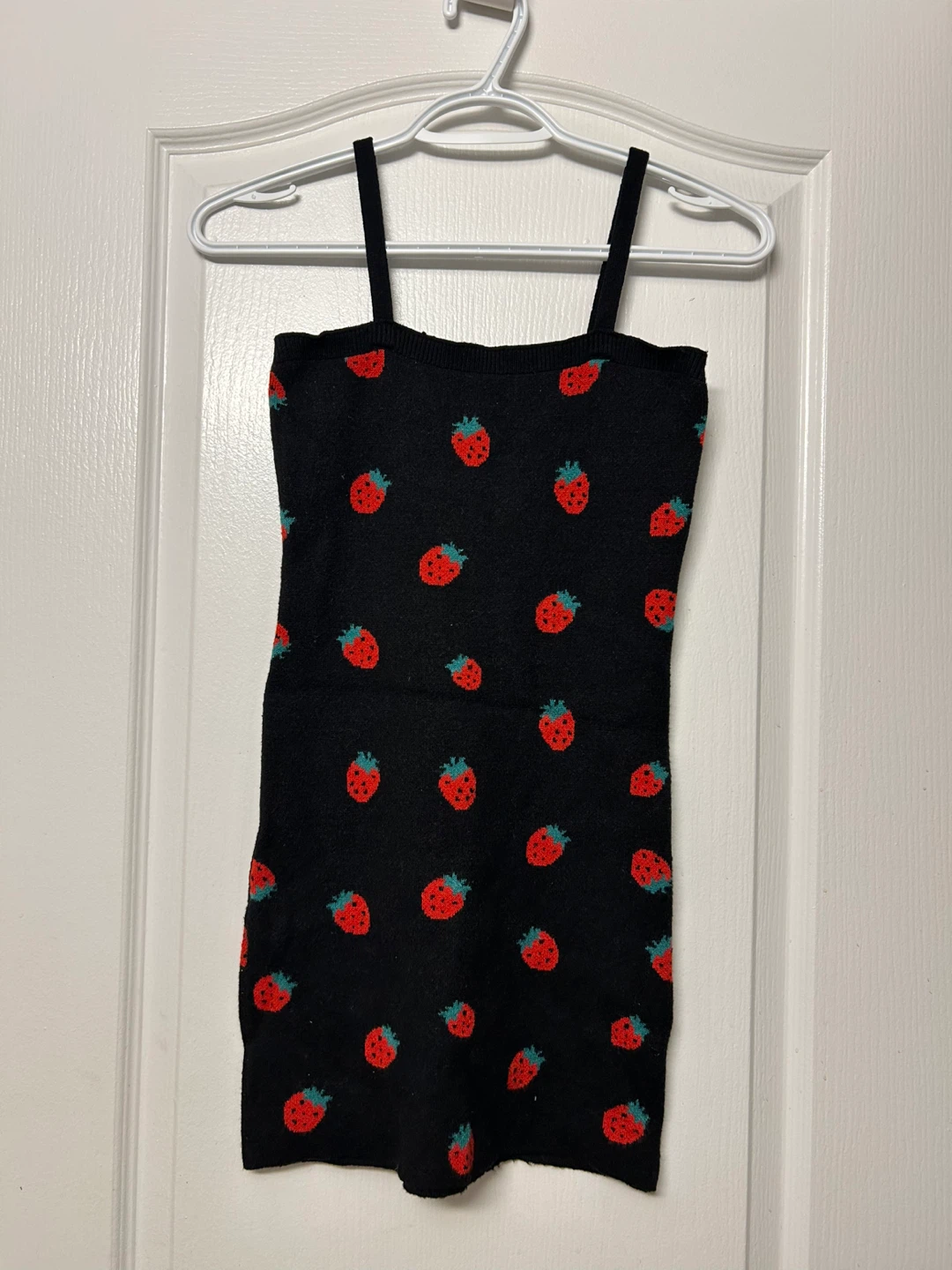 Black Strawberry Knit Mini Dress