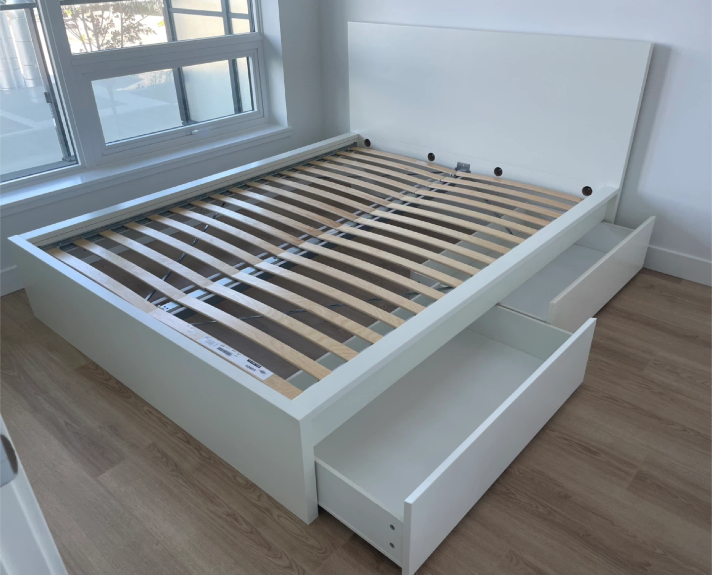 IKEA White Queen Size Malm bed frame + 2 Storage Drawers - photo 2