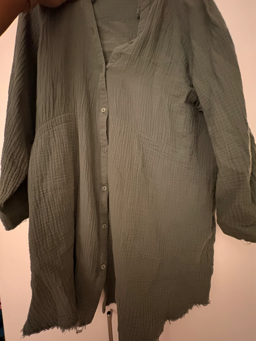 Monk & Lou Green Gauze Button-Up Shirt XS - photo 2