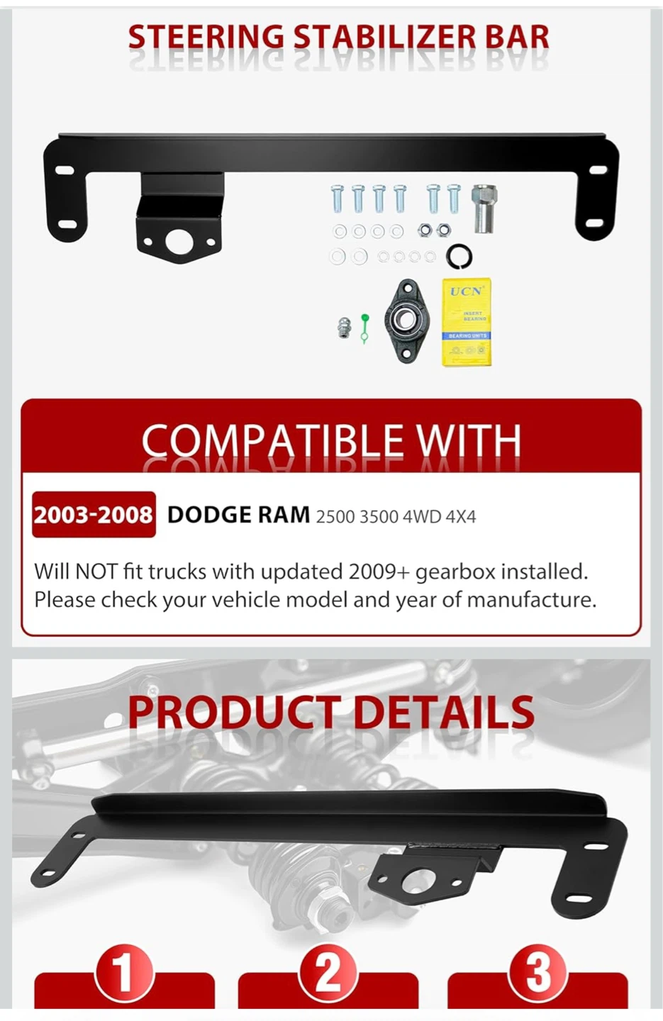 Steering Stabilizer Bar Kit for Dodge Ram 2500/3500 - photo 3