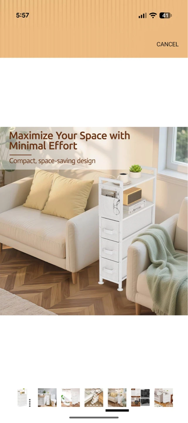 White Storage Cart with 3 Drawers - photo 4