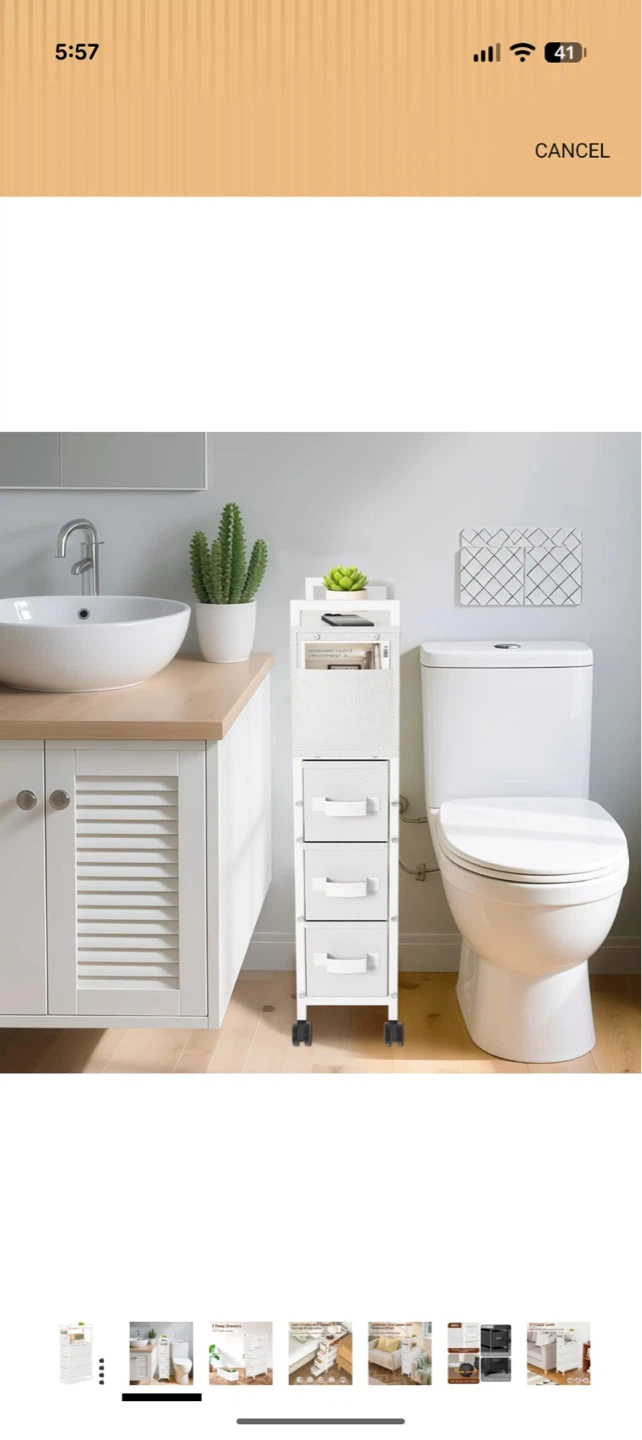 White Storage Cart with 3 Drawers - photo 3