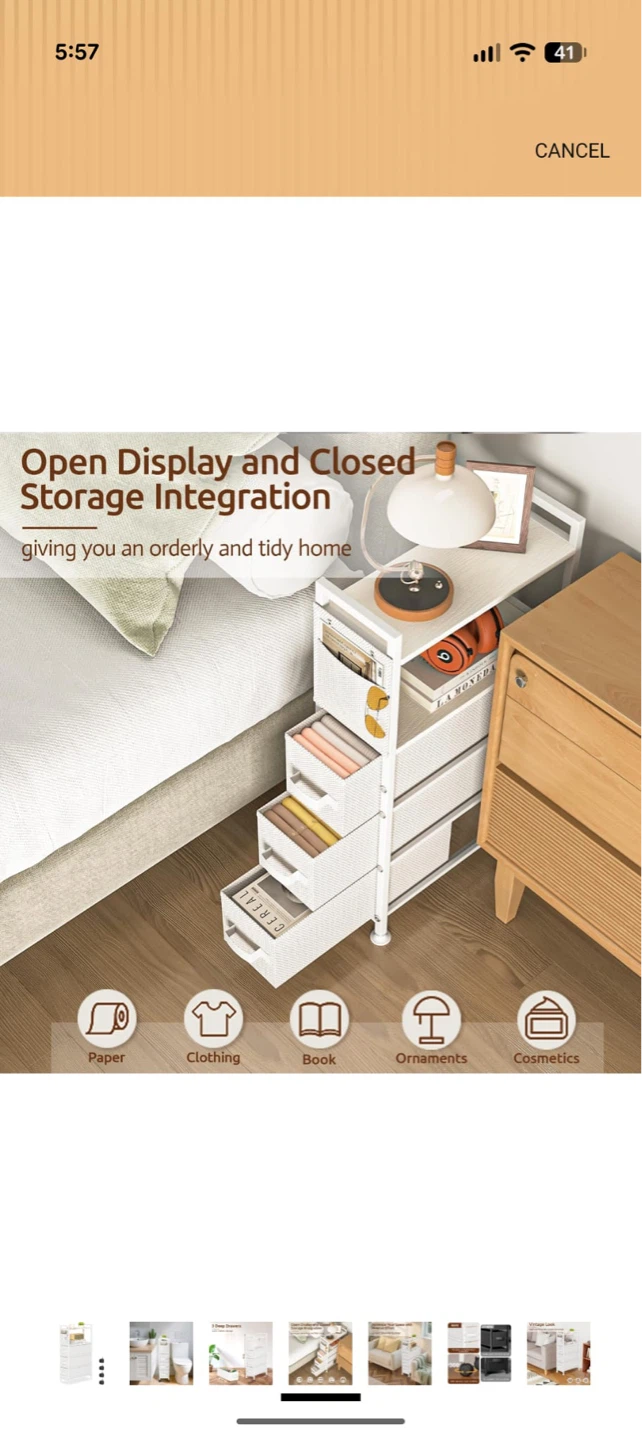 White Storage Cart with 3 Drawers - photo 2