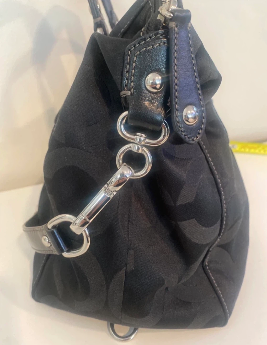 Coach Black Monogram Satchel Handbag - photo 5