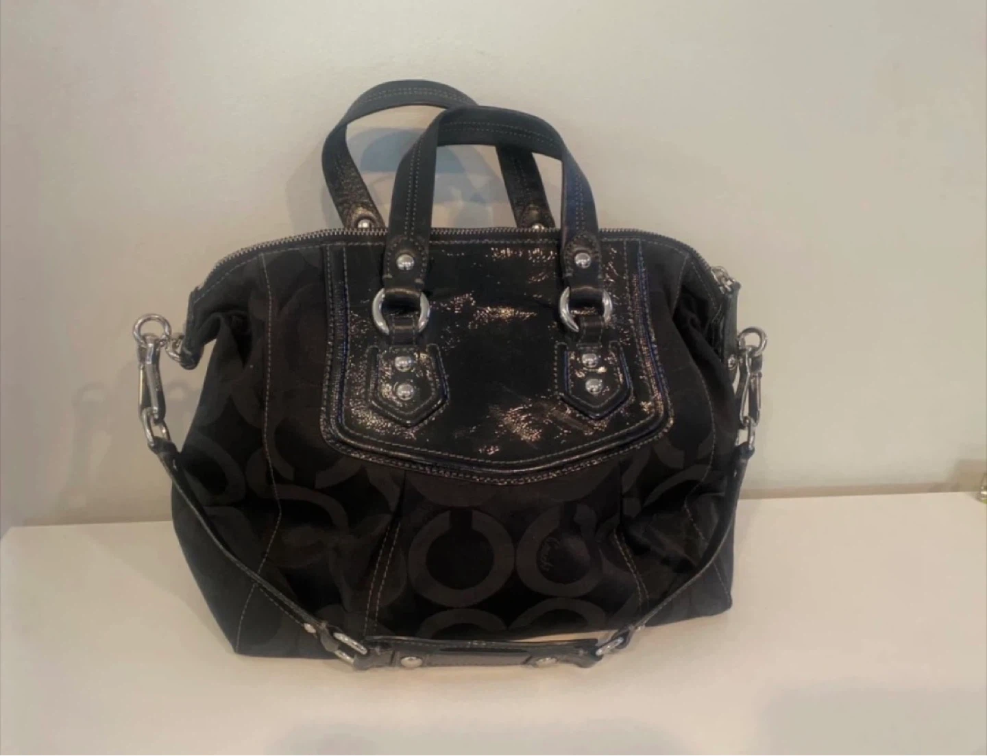 Coach Black Monogram Satchel Handbag - photo 2