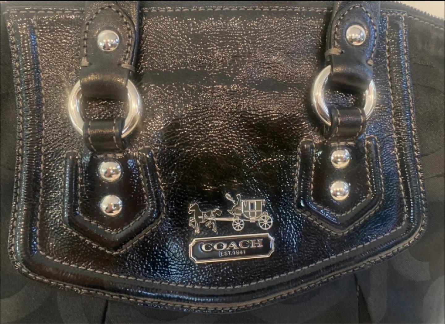 Coach Black Monogram Satchel Handbag - photo 4