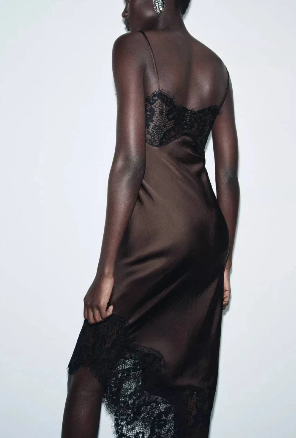 ZARA Asymmetric Satin Lace Dress – Size S (New Collection) - photo 5