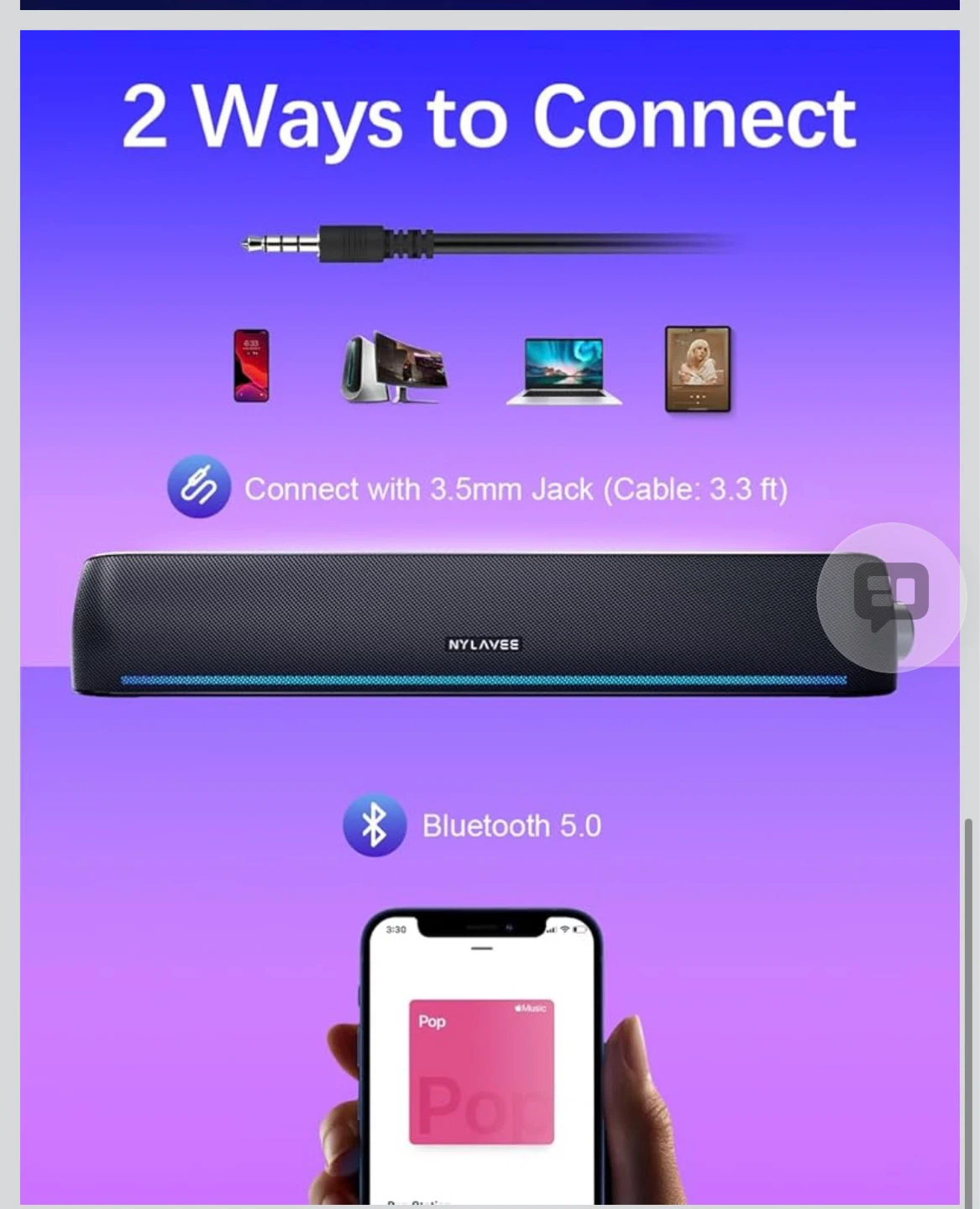 NYLAVEE Bluetooth Soundbar Speaker - photo 3