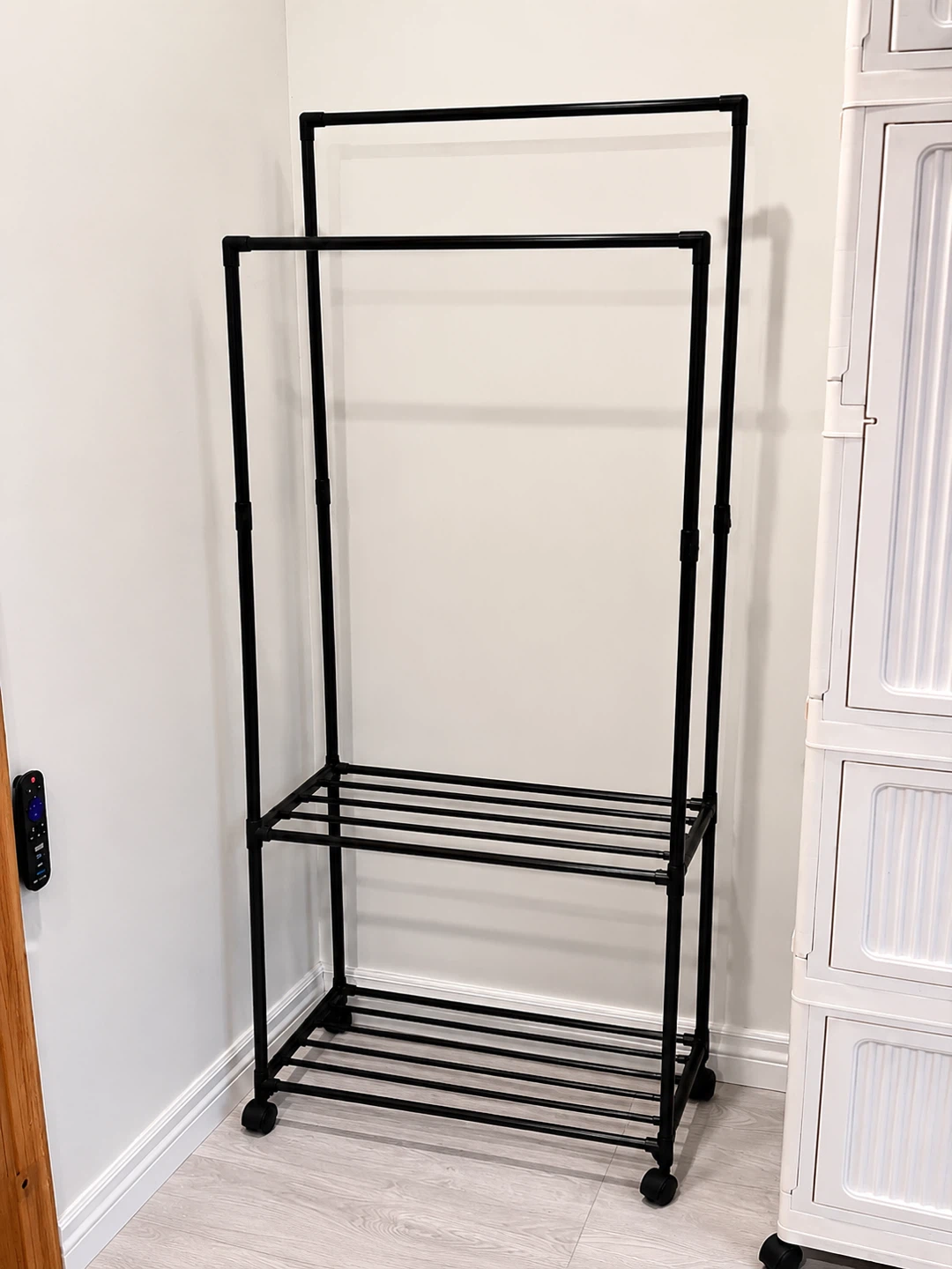 Black Rolling Garment Rack with Shelves - photo 2