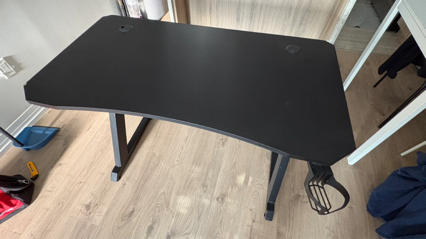 Black Gaming Desk with Headphone Holder