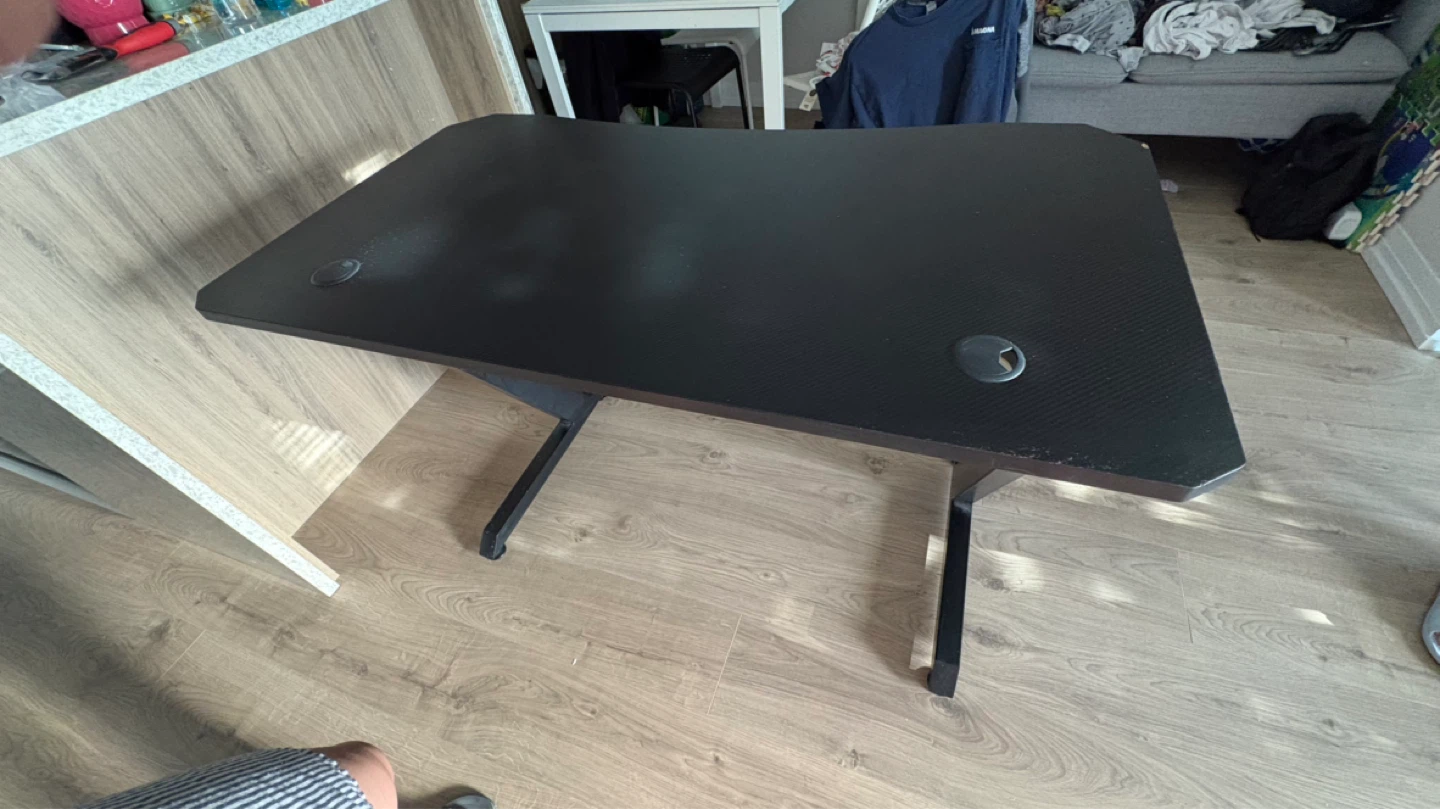 Black Gaming Desk with Headphone Holder - photo 3