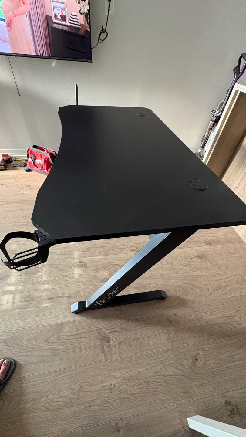 Black Gaming Desk with Headphone Holder - photo 2