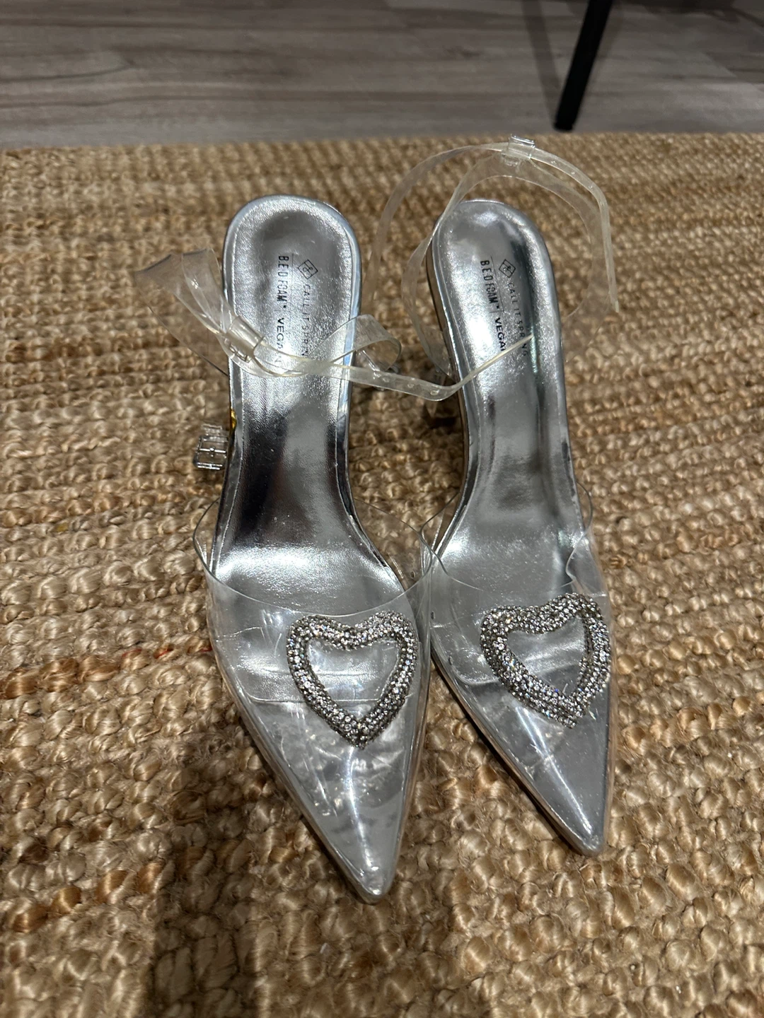 Clear Silver Heart Heels